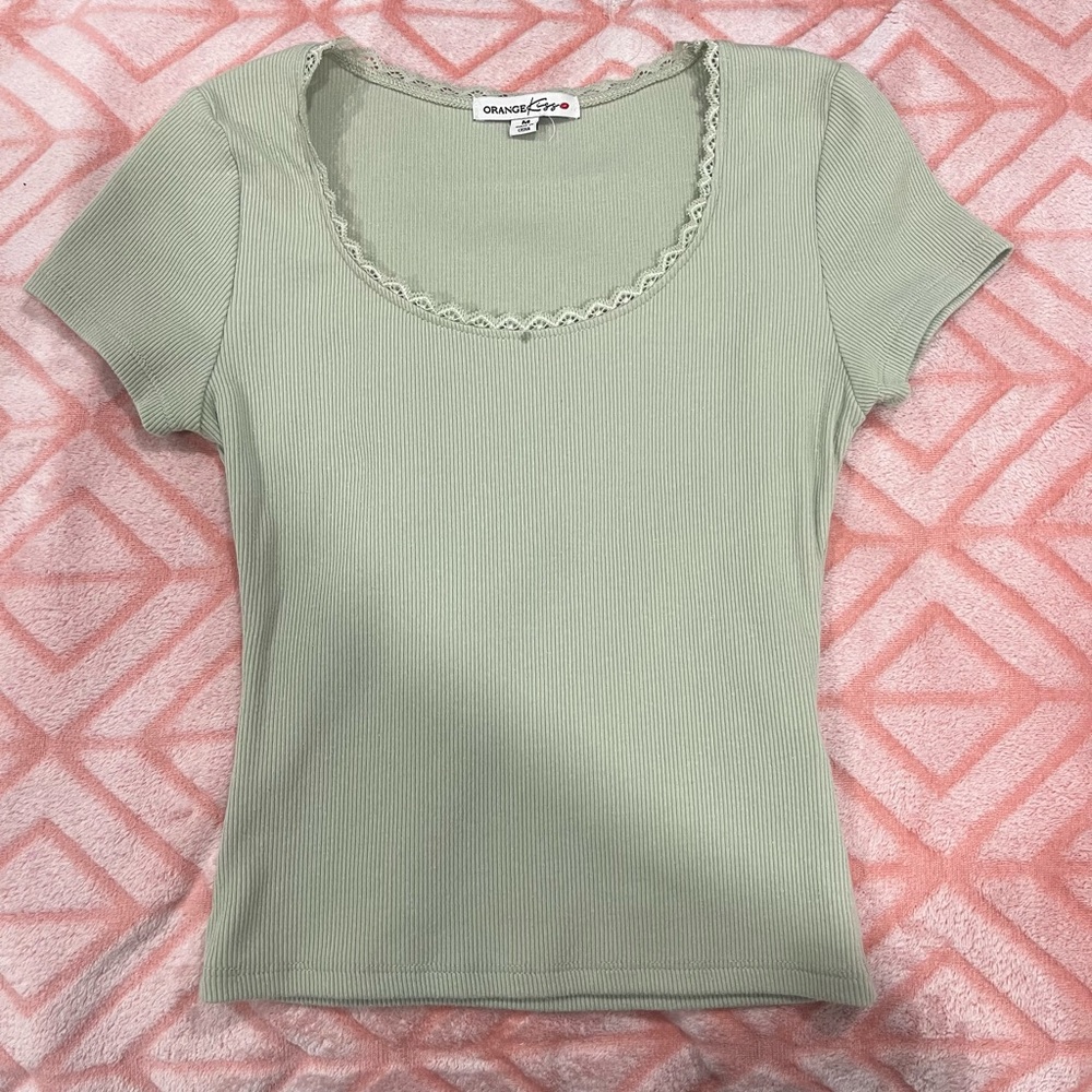 Grace Green Ribbed Women's Top